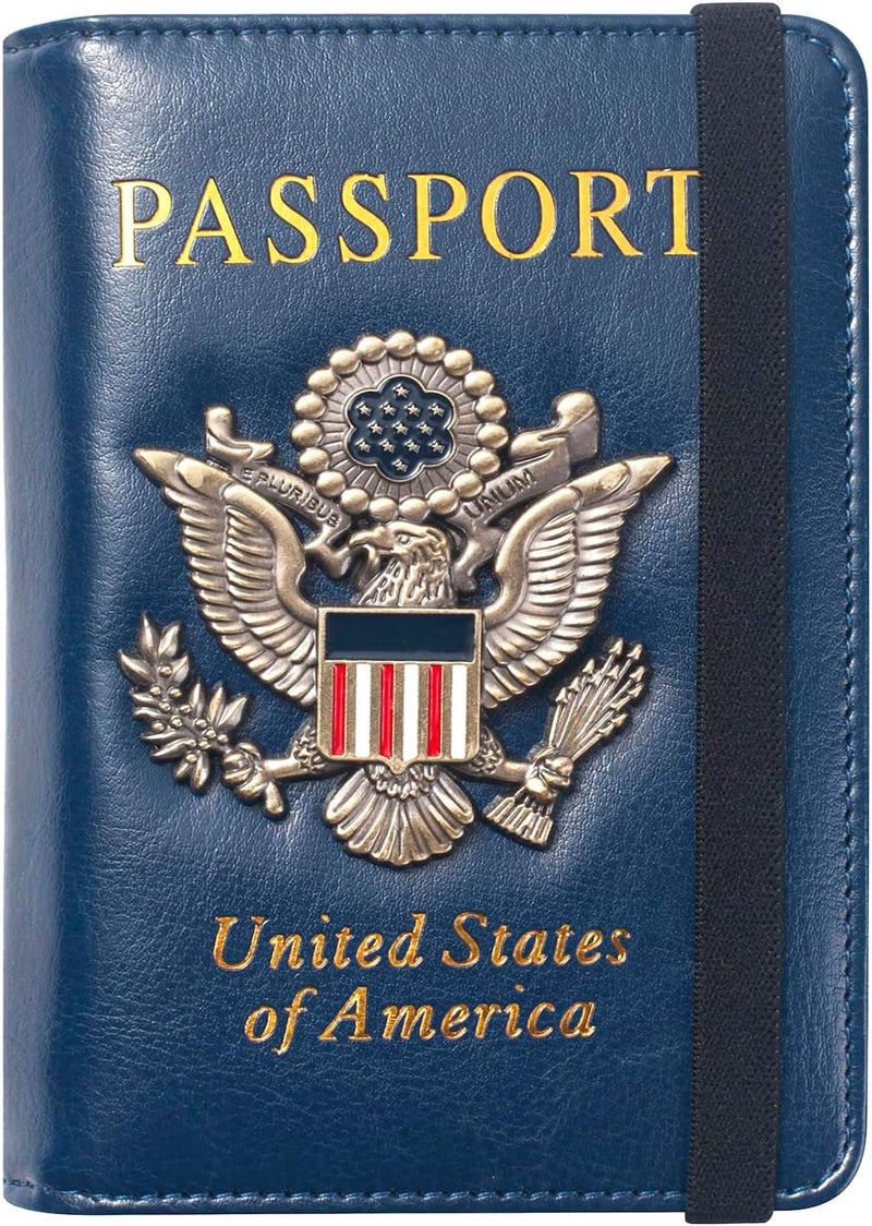 FACATH Premium Passport Holder for Travel, RFID Blocking Passport Cover Slim, Durable & Travel-Friendly, Passport Wallet Keep Your Documents Safe & Organized (Navy Blue) - Image 1